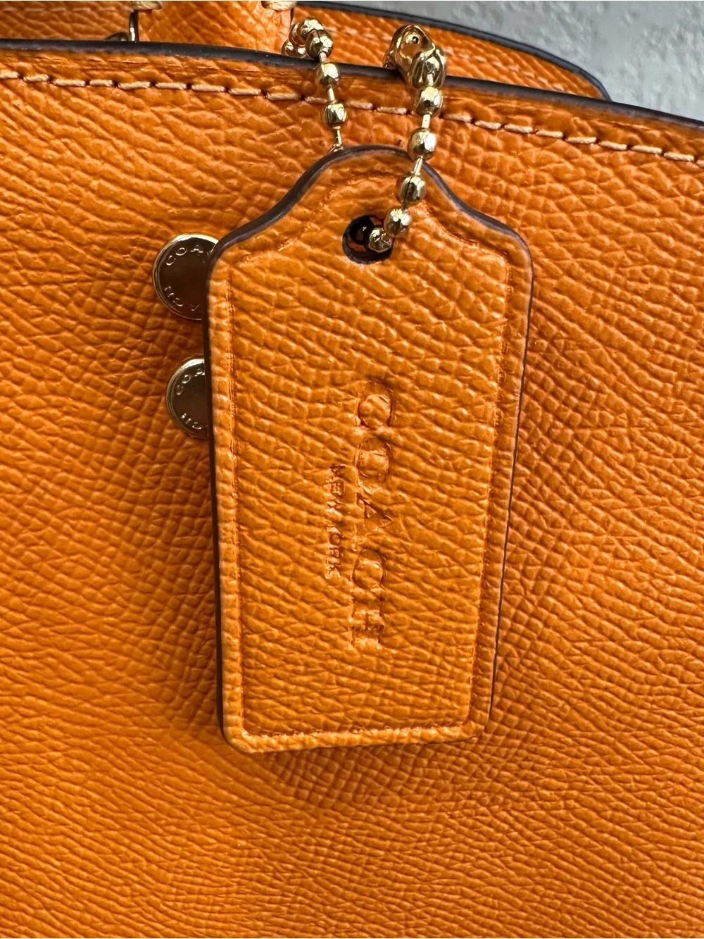 Coach Lillie Carryall Satchel Sunbeam Bright Orange Crossgrain Leather Bag EXC